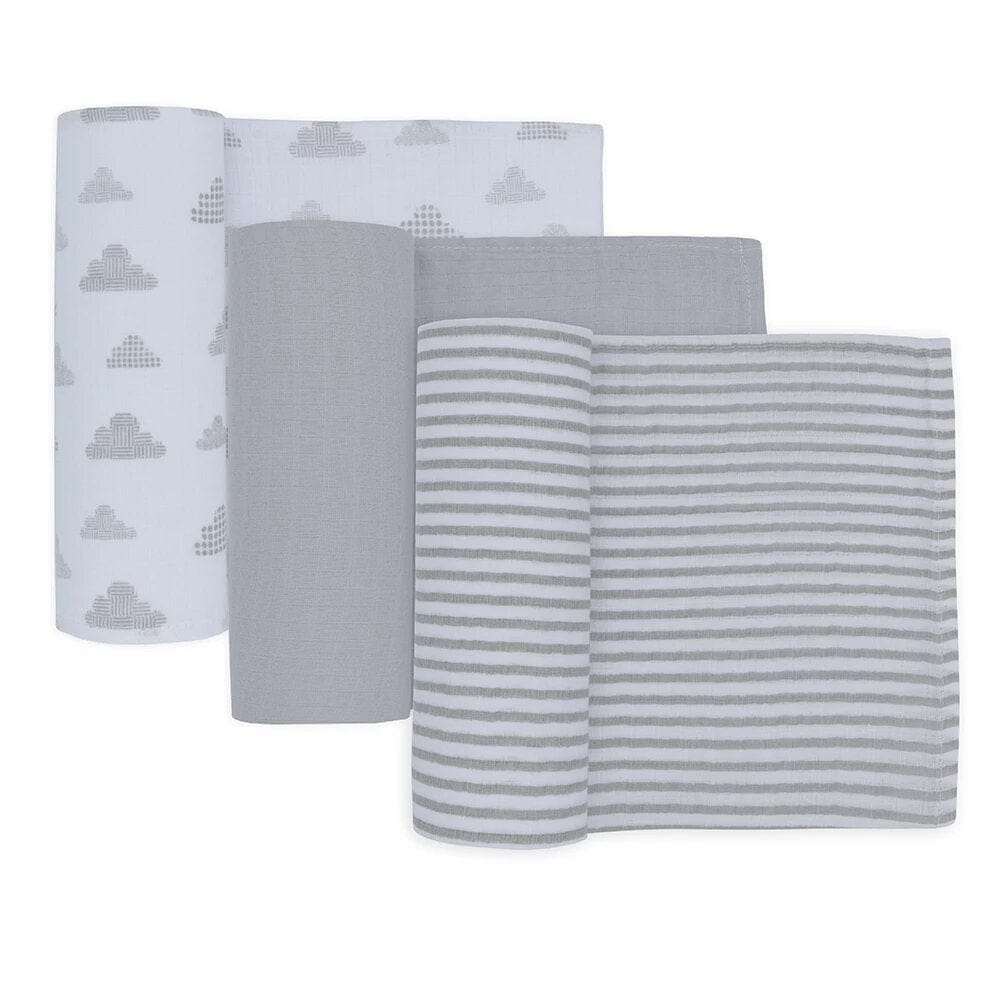 Living Textiles Muslin Swaddle Wraps 3 Pack Charcoal Grey LTC-MUS-SWA-WRA-CGY