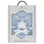 Living Textiles Jersey Swaddle & Rattle Gift Set - Confetti/Hippo Living Textiles Jersey Swaddle & Rattle Gift Set - Confetti/Hippo 
