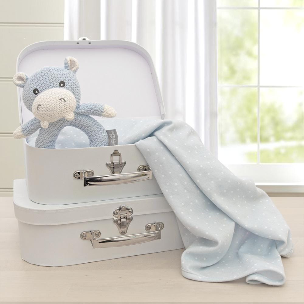 Living Textiles Jersey Swaddle & Rattle Gift Set - Confetti/Hippo Living Textiles Jersey Swaddle & Rattle Gift Set - Confetti/Hippo 