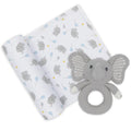 Living Textiles Jersey Swaddle & Rattle Gift Set - Mason/Elephant Living Textiles Jersey Swaddle & Rattle Gift Set - Mason/Elephant 