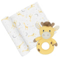 Living Textiles Jersey Swaddle & Rattle Gift Set - Noah/Giraffe Living Textiles Jersey Swaddle & Rattle Gift Set - Noah/Giraffe 