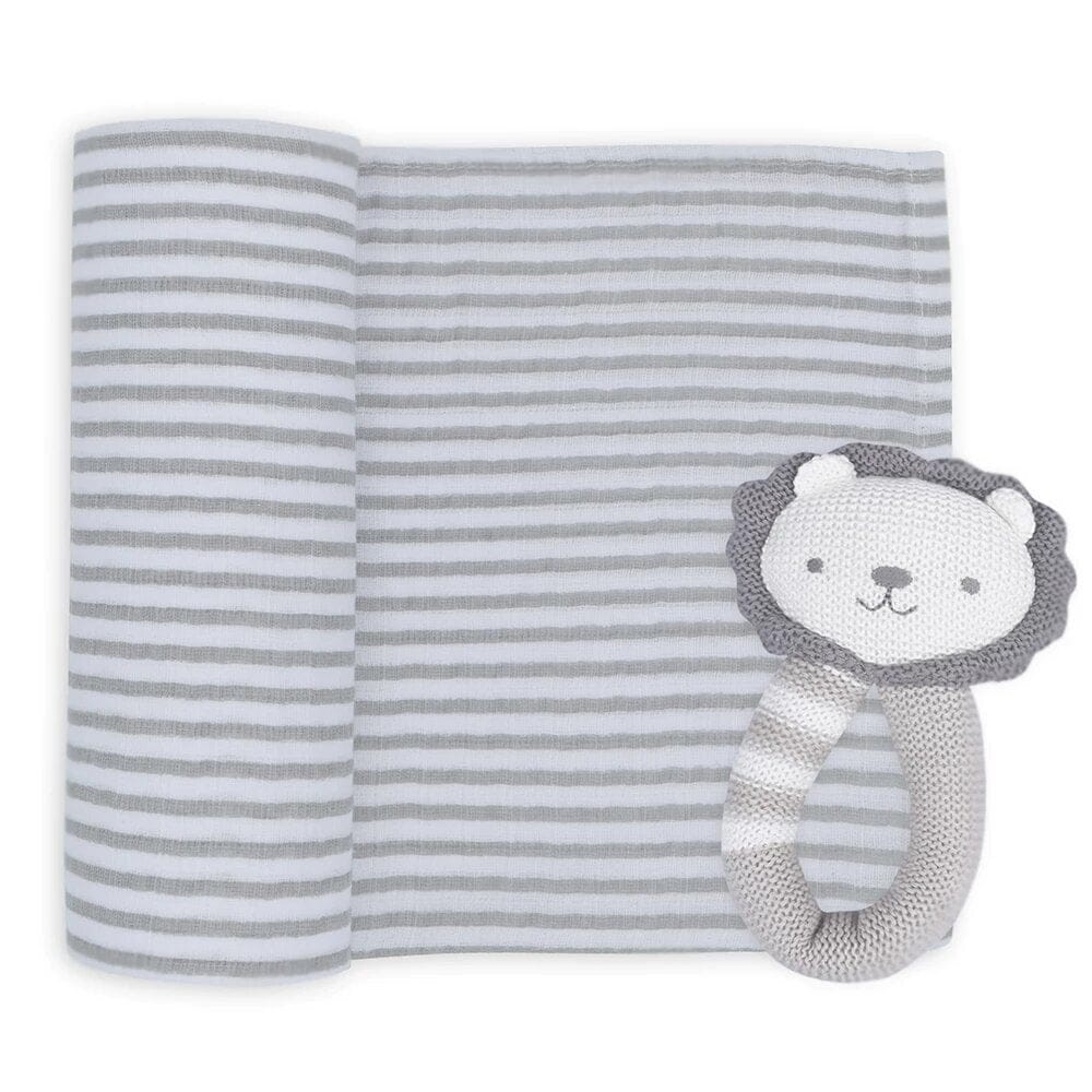 Living Textiles Austin The Lion Rattle & Muslin Gift Set Living Textiles Austin The Lion Rattle & Muslin Gift Set 