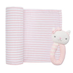 Living Textiles Daisy The Cat Rattle & Muslin Gift Set Living Textiles Daisy The Cat Rattle & Muslin Gift Set 