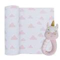 Living Textiles Kenzie The Unicorn Rattle & Muslin Gift Set Living Textiles Kenzie The Unicorn Rattle & Muslin Gift Set 