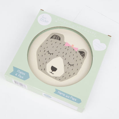 Love Mae Small Bamboo Plates 4pk | Mama and Papa Bear Love Mae Small Bamboo Plates 4pk | Mama and Papa Bear 