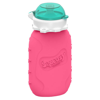 Squeasy Snacker Silicone Reusable Collapsible Bottle 180ml Pink 