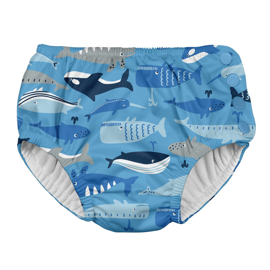 iPlay Snap Reusable Absorbent Swimsuit Diaper - Blue Whale League iPlay Snap Reusable Absorbent Swimsuit Diaper - Blue Whale League 