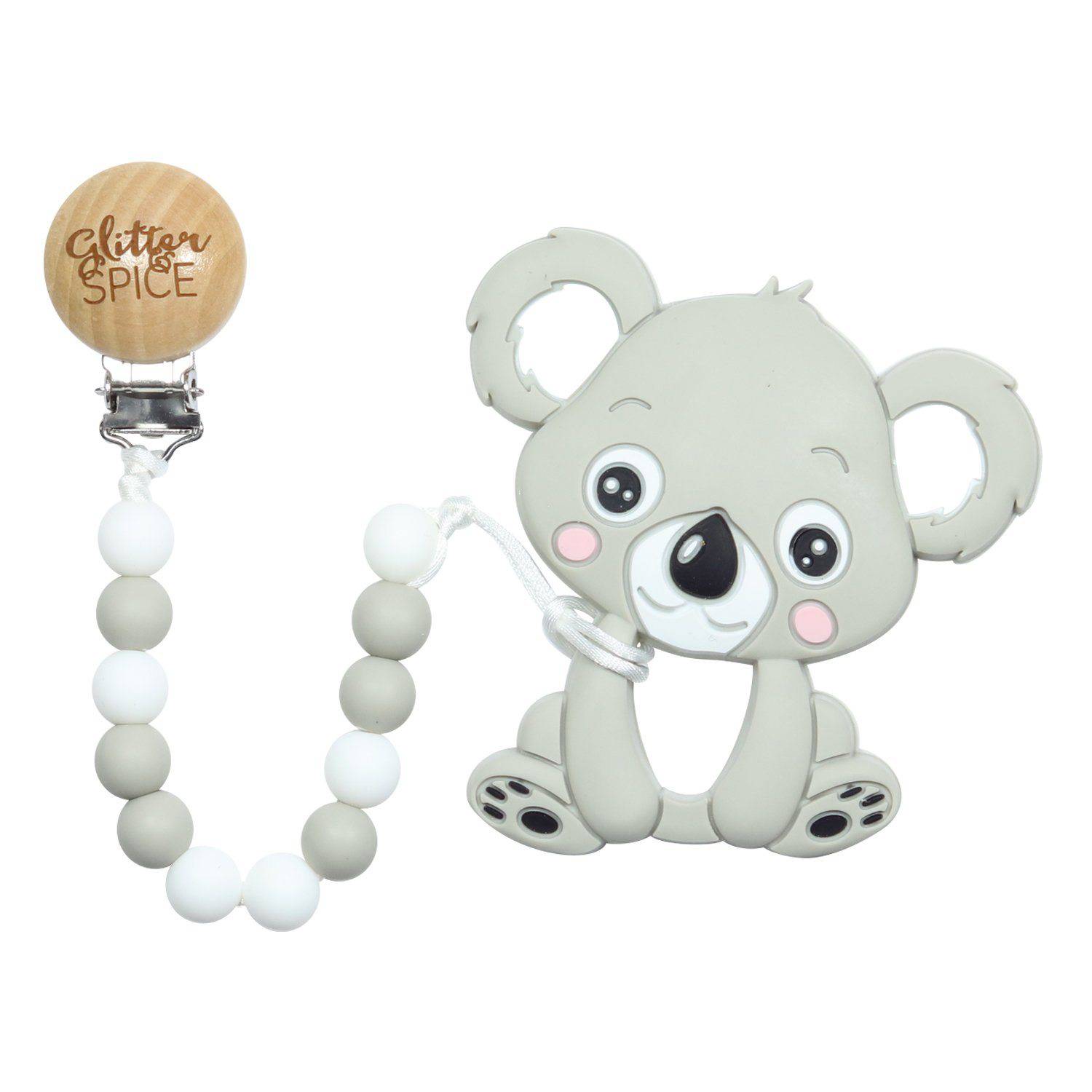 Glitter & Spice Koala Silicone Teether with Pacifier Clip Original GS-TEE025-02