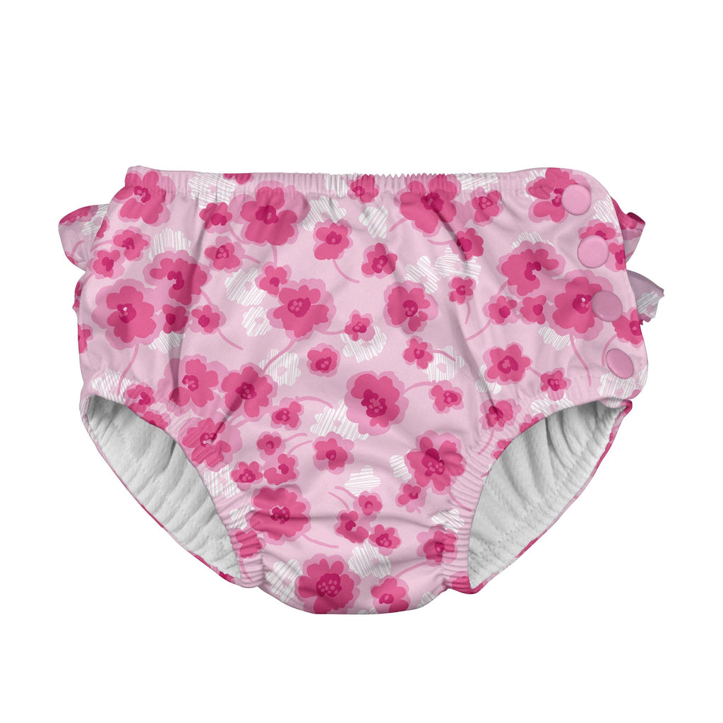 iPlay Snap Reusable Absorbent Swimsuit Diaper - Light Pink Poppy iPlay Snap Reusable Absorbent Swimsuit Diaper - Light Pink Poppy 