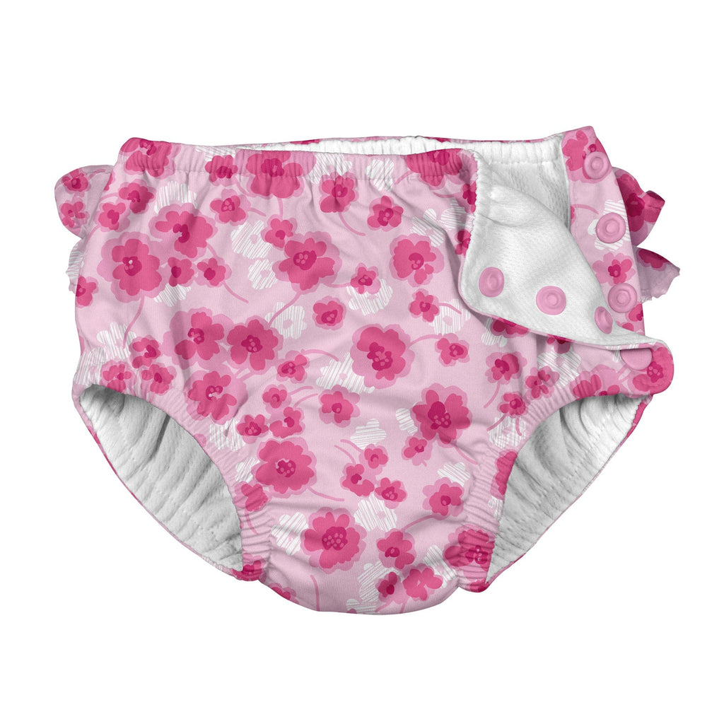 iPlay Snap Reusable Absorbent Swimsuit Diaper - Light Pink Poppy iPlay Snap Reusable Absorbent Swimsuit Diaper - Light Pink Poppy 