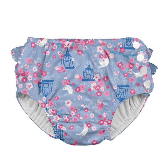 Snap Reusable Absorbent Swimsuit Diaper - Light Blue Songbird Snap Reusable Absorbent Swimsuit Diaper - Light Blue Songbird 