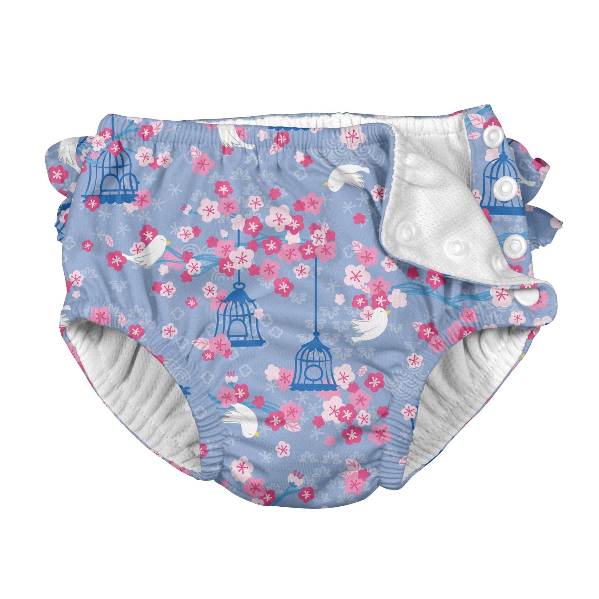 Snap Reusable Absorbent Swimsuit Diaper - Light Blue Songbird Snap Reusable Absorbent Swimsuit Diaper - Light Blue Songbird 