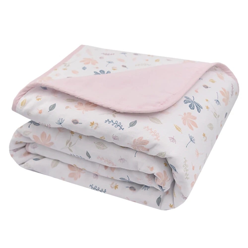 Living Textiles Organic Muslin Cot Blanket - Botanical/Blush Living Textiles Organic Muslin Cot Blanket - Botanical/Blush 