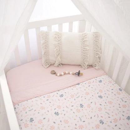 Living Textiles Organic Muslin Cot Blanket - Botanical/Blush Living Textiles Organic Muslin Cot Blanket - Botanical/Blush 