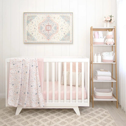 Living Textiles Organic Muslin Cot Blanket - Botanical/Blush Living Textiles Organic Muslin Cot Blanket - Botanical/Blush 