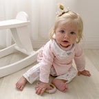 Living Textiles Organic Muslin Kimono Layette Set - Botanical/Blush Living Textiles Organic Muslin Kimono Layette Set - Botanical/Blush 