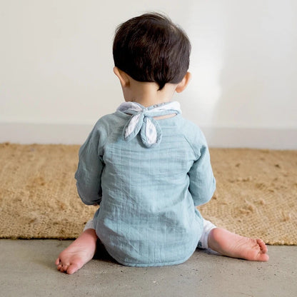 Living Textiles Organic Muslin Kimono Layette Set - Banana Leaf/Teal Living Textiles Organic Muslin Kimono Layette Set - Banana Leaf/Teal 