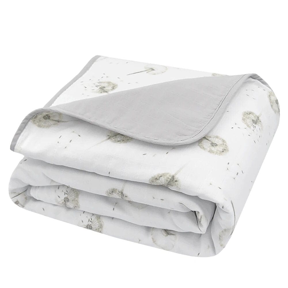 Living Textiles Organic Muslin Cot Blanket - Dandelion/Grey Living Textiles Organic Muslin Cot Blanket - Dandelion/Grey 