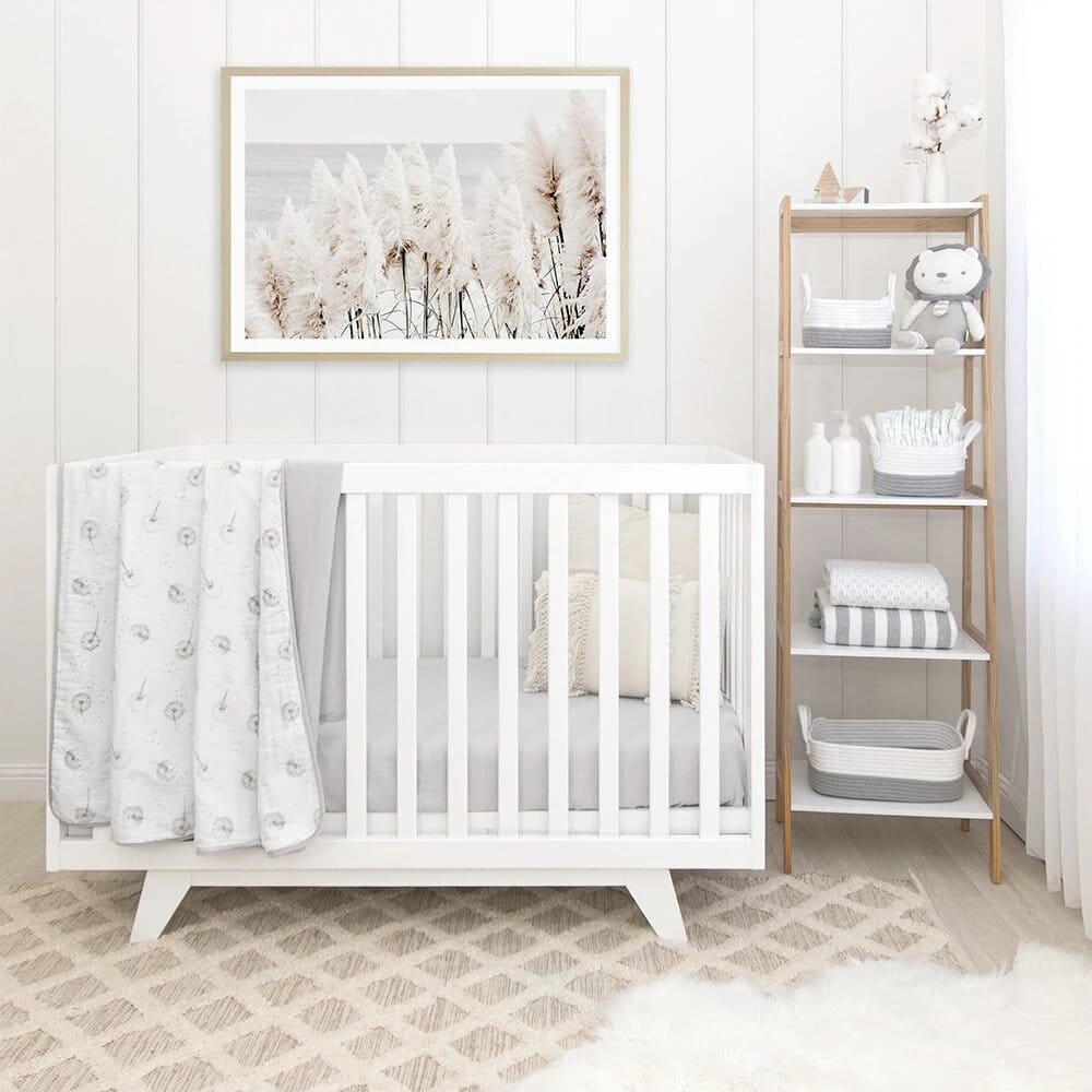 Living Textiles Organic Muslin Cot Blanket - Dandelion/Grey Living Textiles Organic Muslin Cot Blanket - Dandelion/Grey 