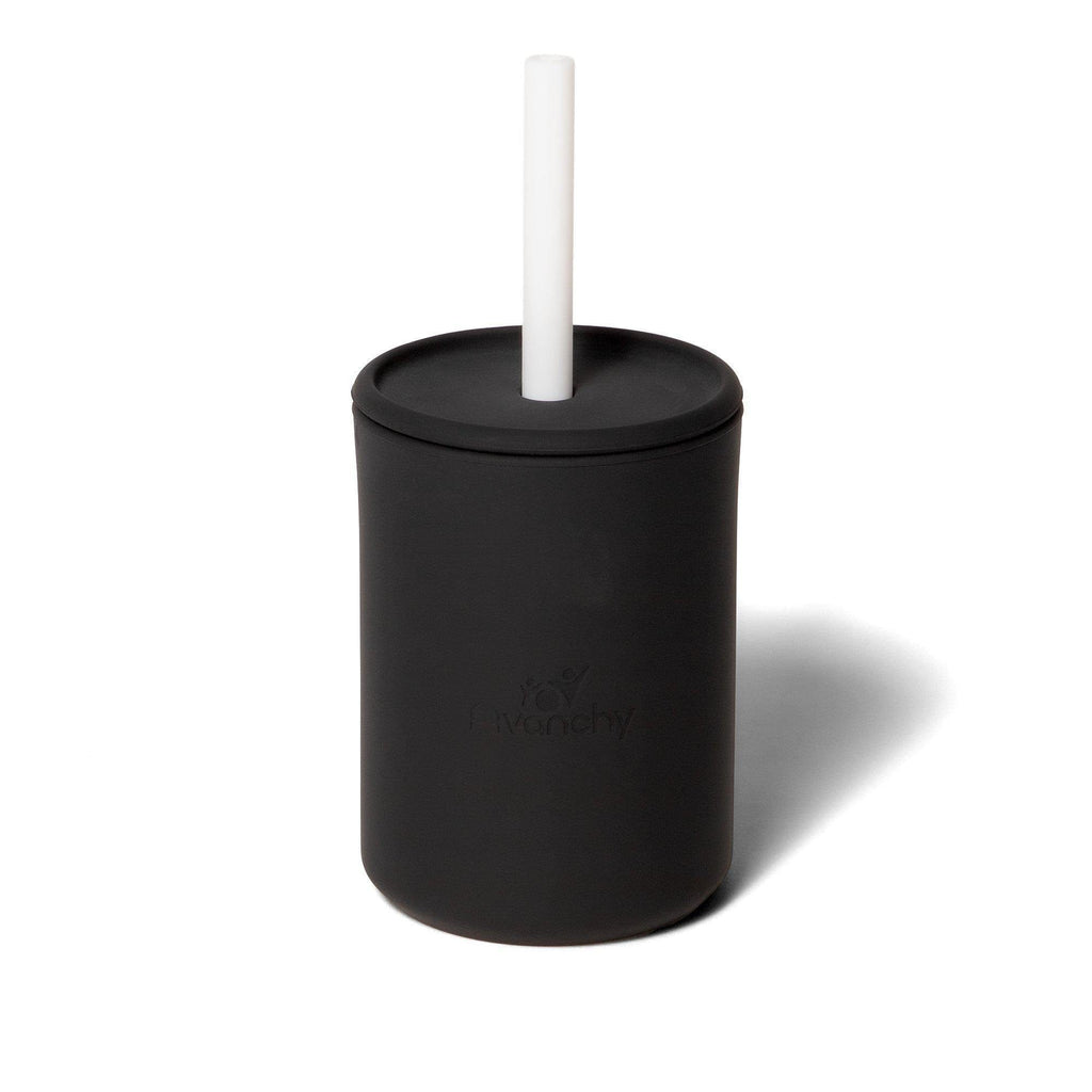 Avanchy La Petite Silicone Mini 6 oz. Baby Cup + Straw Black 