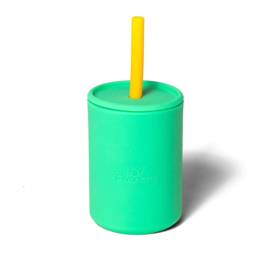 Avanchy La Petite Silicone Mini 6 oz. Baby Cup + Straw Green 