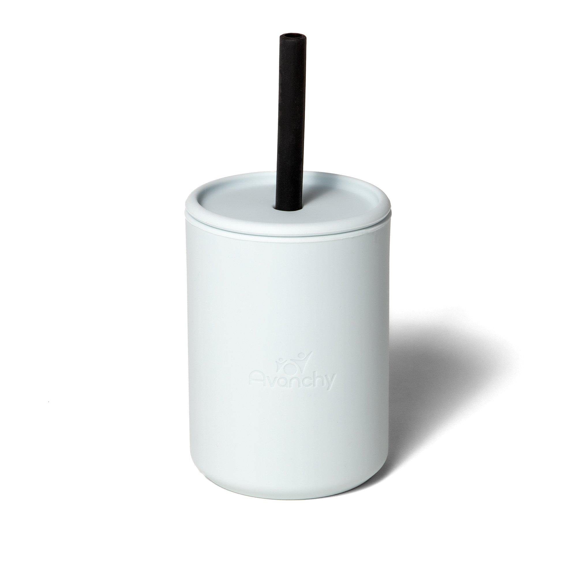 Avanchy La Petite Silicone Mini 6 oz. Baby Cup + Straw Grey 