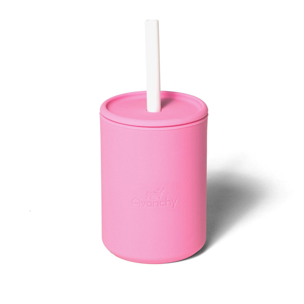 Avanchy La Petite Silicone Mini 6 oz. Baby Cup + Straw Pink 