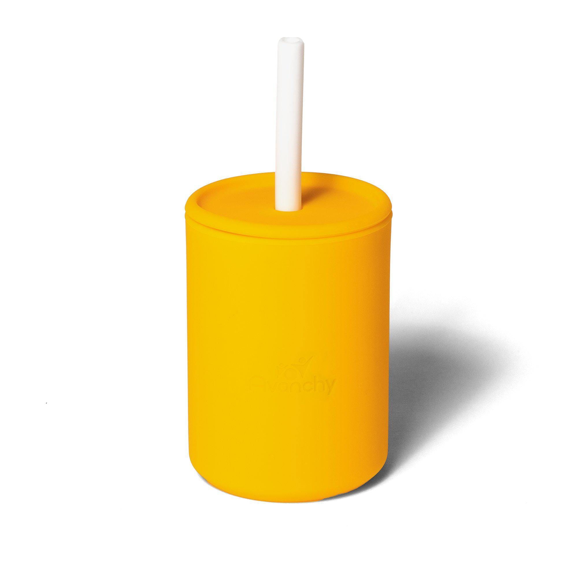 Avanchy La Petite Silicone Mini 6 oz. Baby Cup + Straw Yellow 