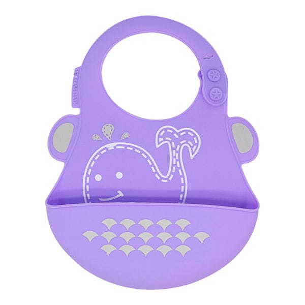 Marcus & Marcus Soft Silicone Baby Bib Willo Lilac Whale MNMBB01WL
