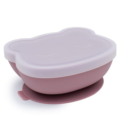 We Might Be Tiny Bear Silicone Stickie™ Bowl with Lid Dusty Rose 
