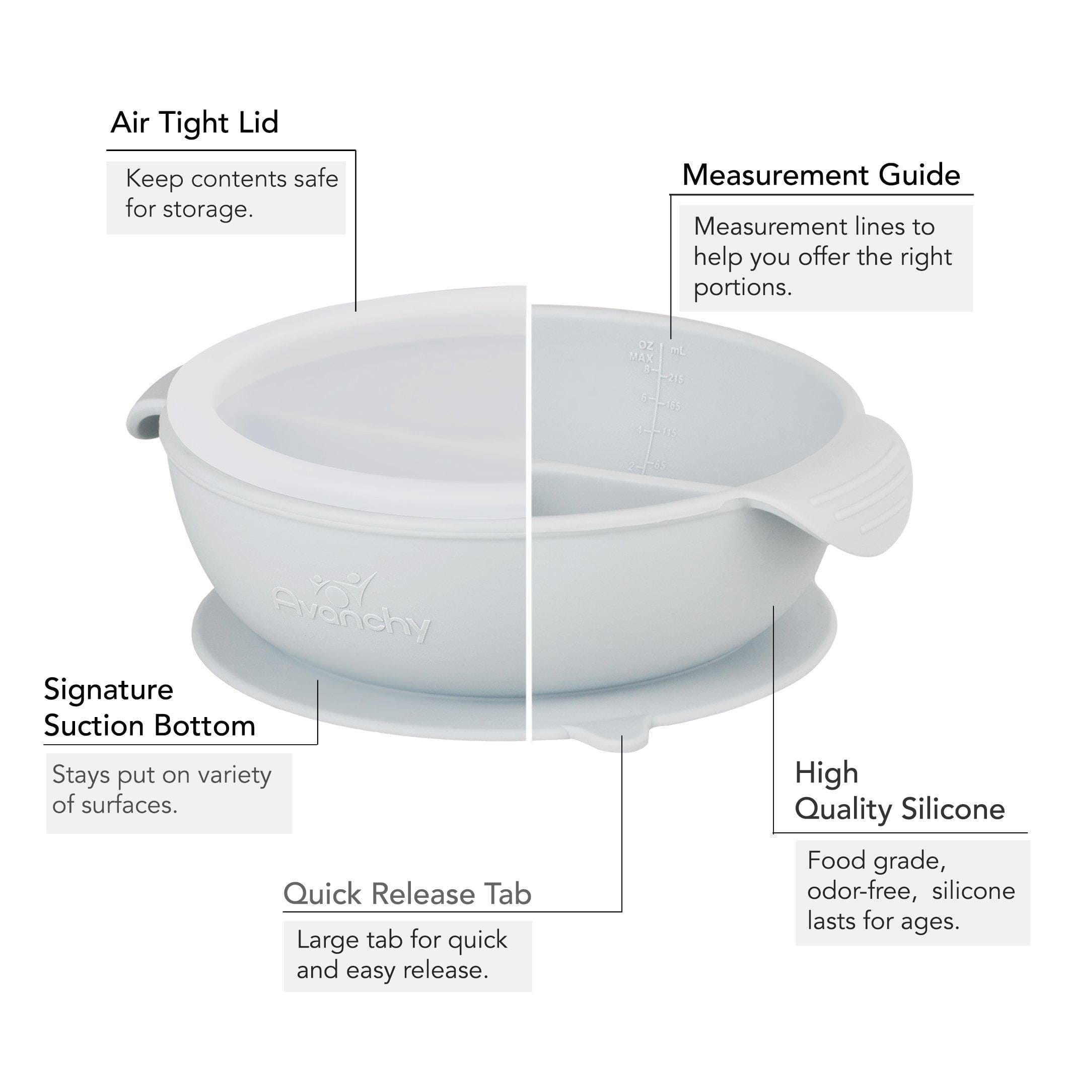 Avanchy Silicone Divided Suction Baby Bowl + Lid Avanchy Silicone Divided Suction Baby Bowl + Lid 