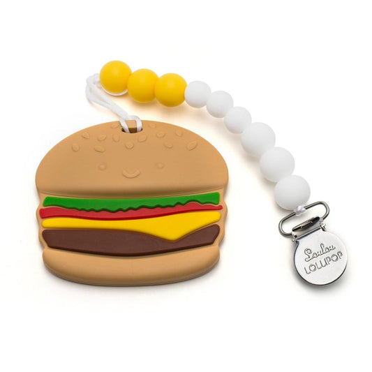 Silicone Teether with Metal Clip - Burger Silicone Teether with Metal Clip - Burger 