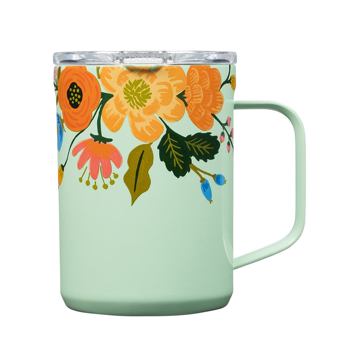 Corkcicle x Rifle Paper Co. Triple Insulated Stainless Steel Coffee Mug 475ml Mint Lively Floral 