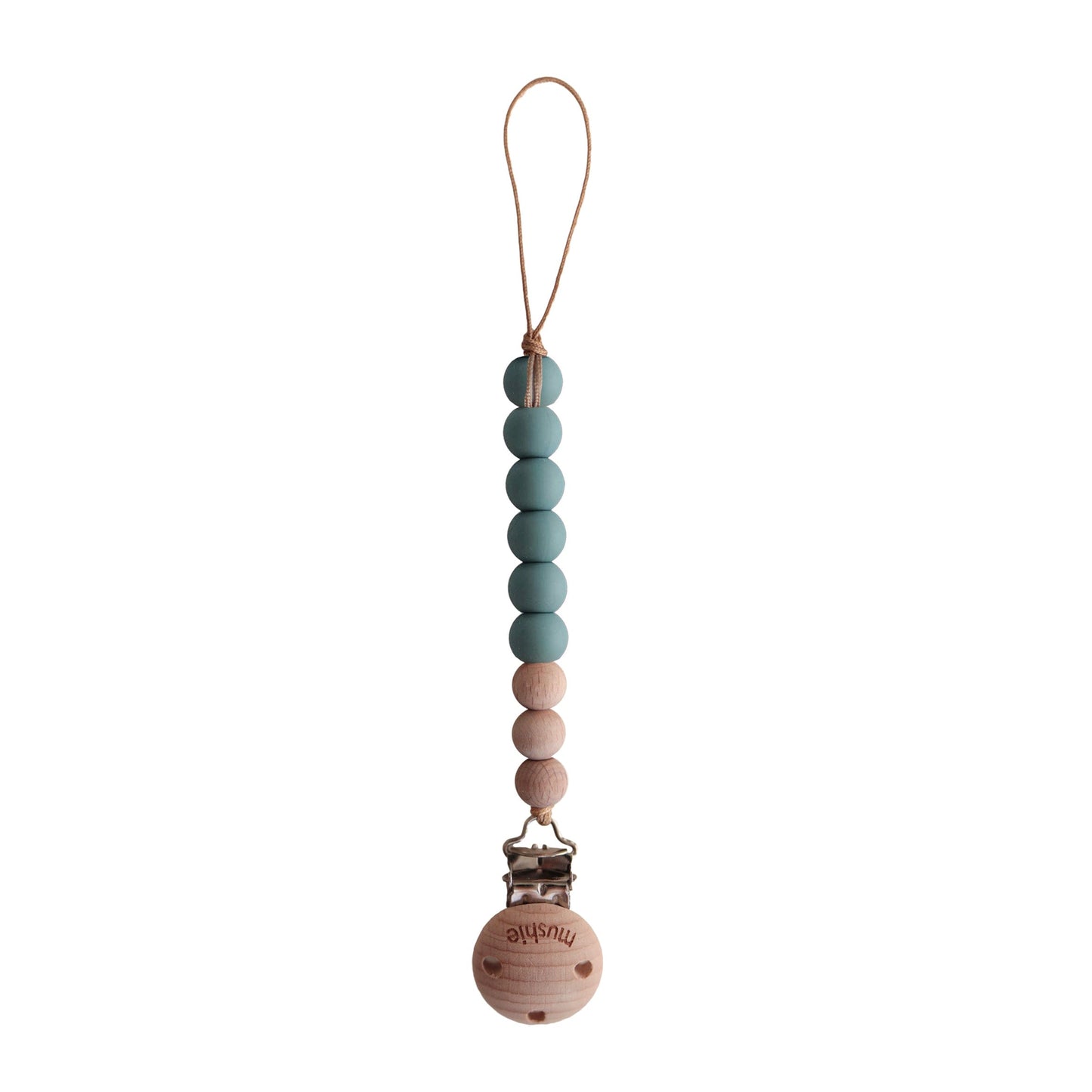 Mushie Cleo Pacifier Clip (Cadet Blue) Mushie Cleo Pacifier Clip (Cadet Blue) 