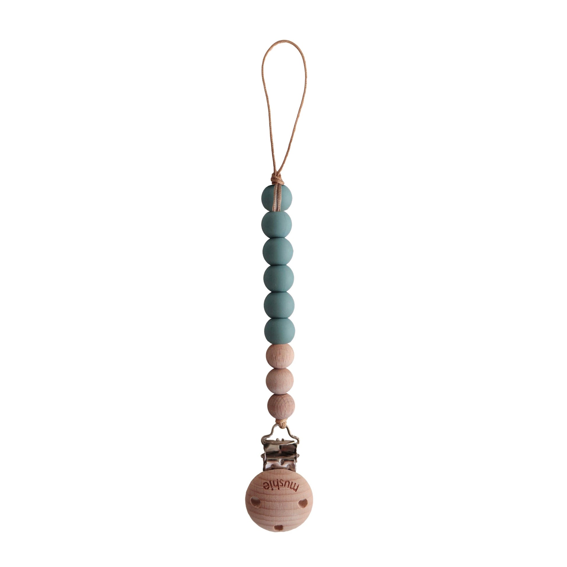 Mushie Cleo Pacifier Clip (Cadet Blue) Mushie Cleo Pacifier Clip (Cadet Blue) 