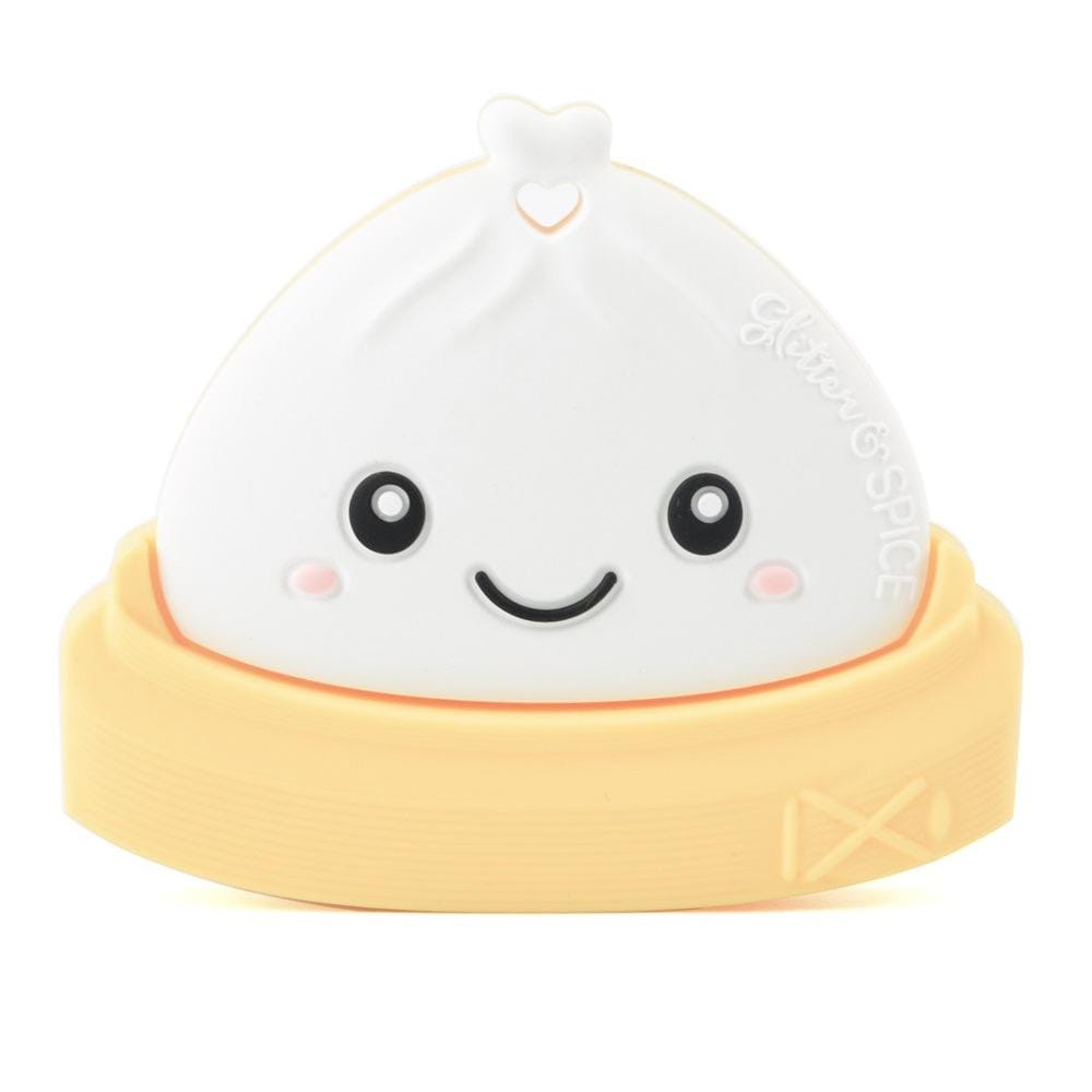 Glitter & Spice Dim Sum Bao Silicone Teether with Pacifier Clip Glitter & Spice Dim Sum Bao Silicone Teether with Pacifier Clip 