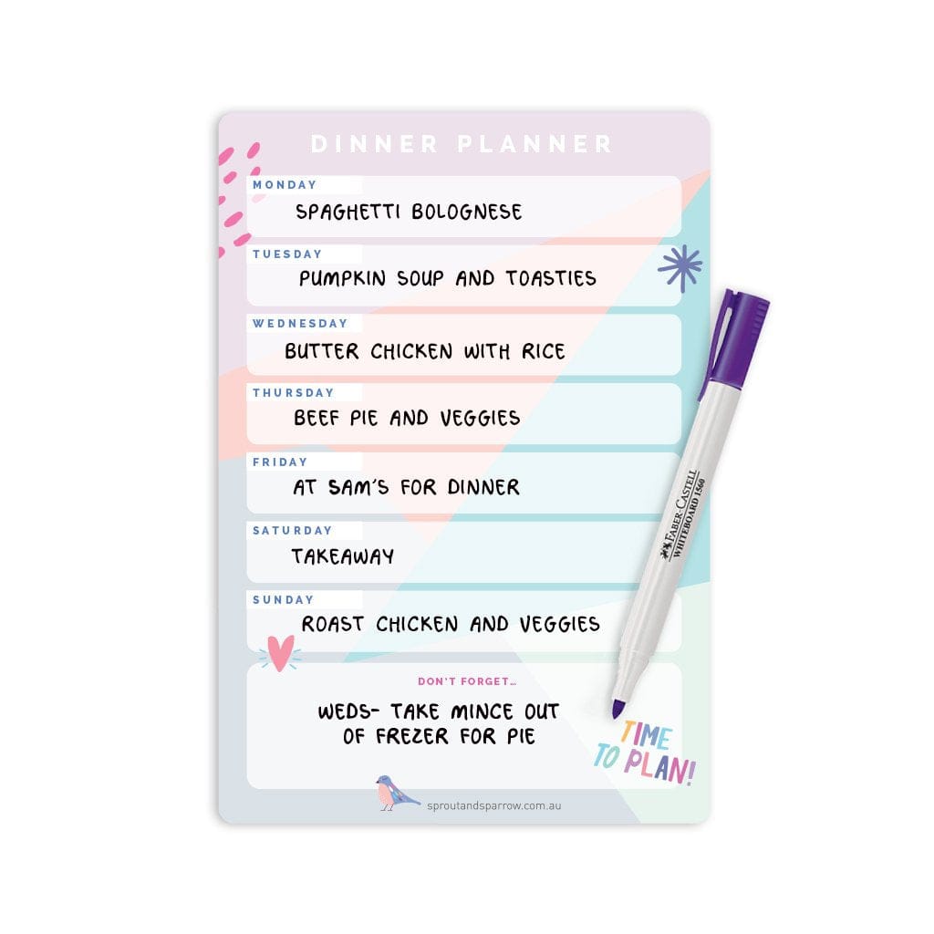 Sprout and Sparrow Write On A5 Magnetic Dinner Planner Sprout and Sparrow Write On A5 Magnetic Dinner Planner 