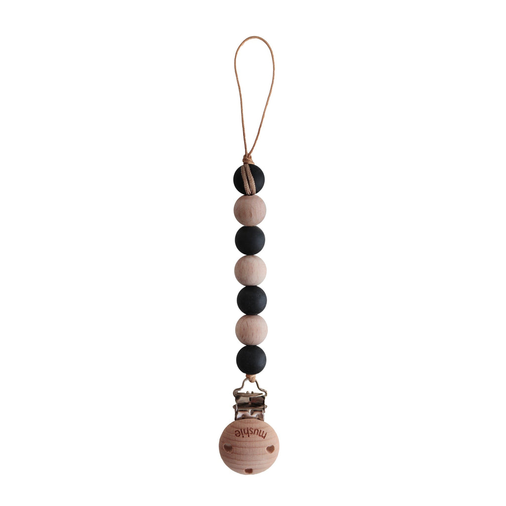 Mushie Eden Pacifier Clip (Black) Mushie Eden Pacifier Clip (Black) 