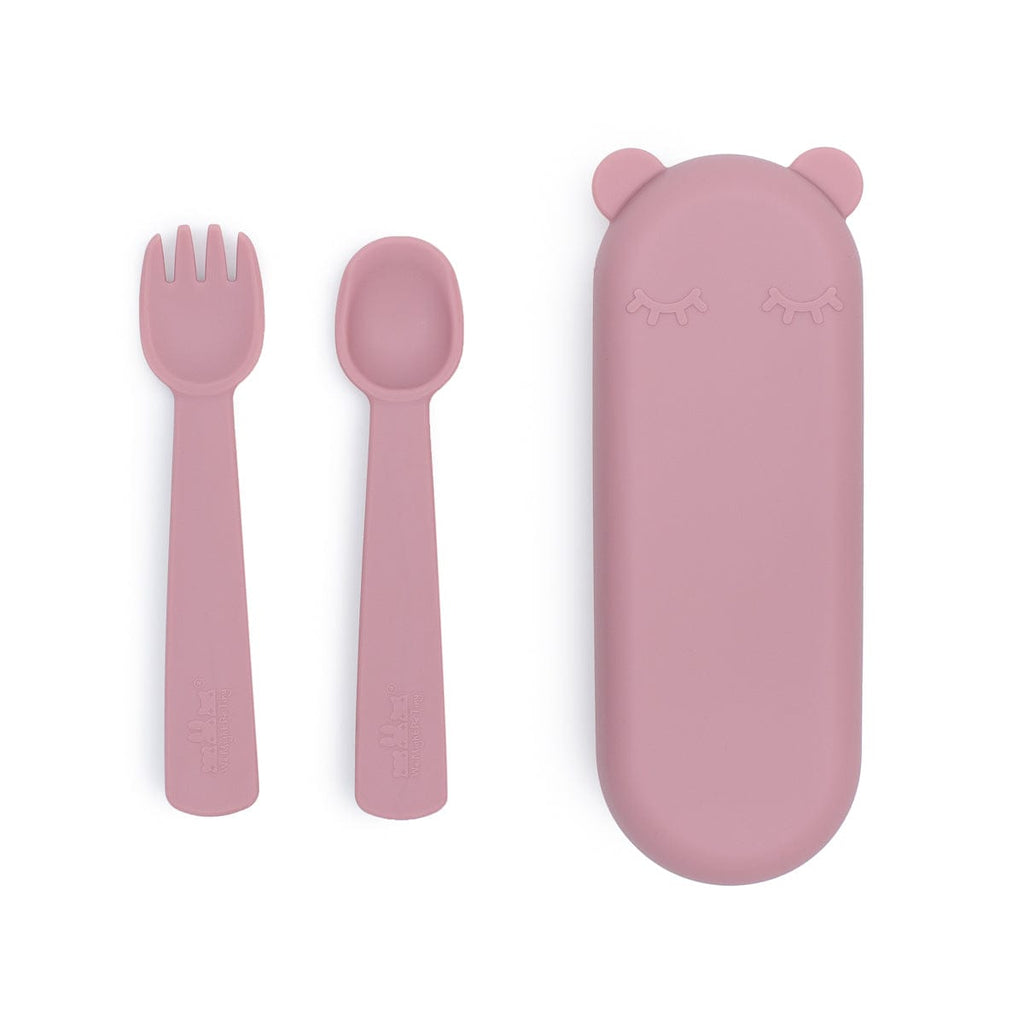 We Might Be Tiny Silicone Feedie Fork & Spoon Set Dusty Rose TIFF05