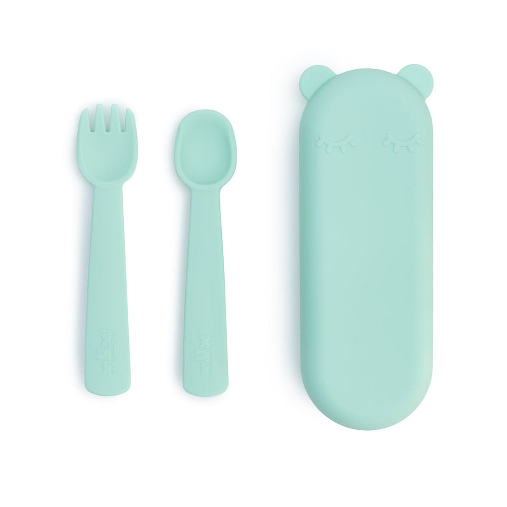 We Might Be Tiny Silicone Feedie Fork & Spoon Set Mint TIFF03