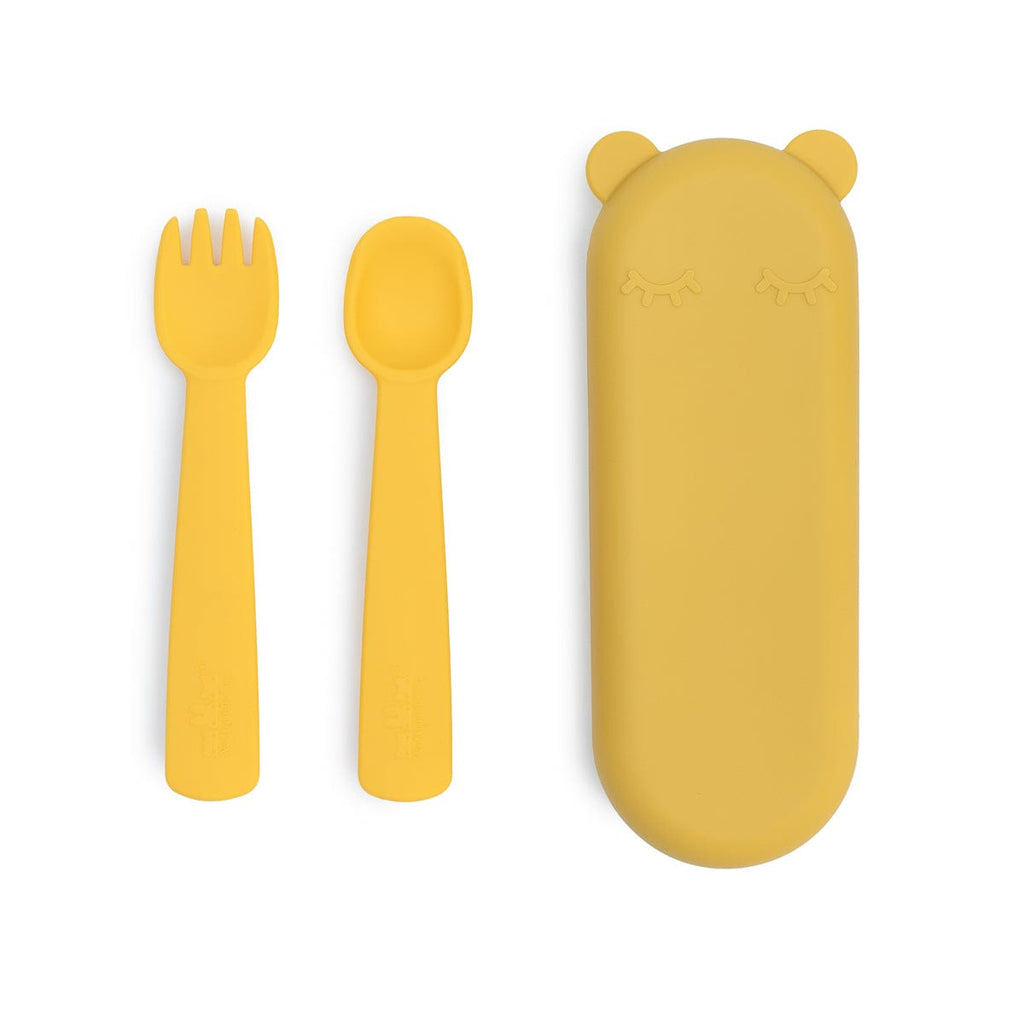 We Might Be Tiny Silicone Feedie Fork & Spoon Set Yellow TIFF01