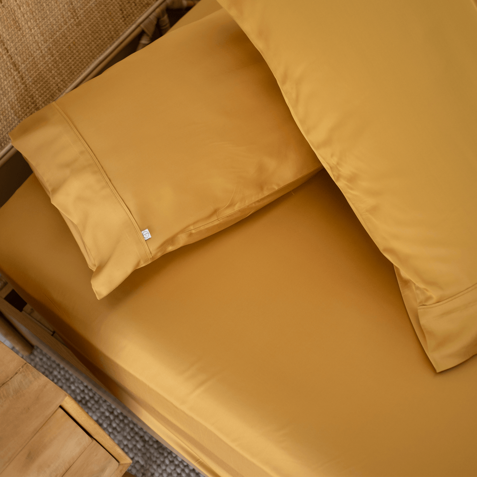 Mulberry Threads 100% Organic Bamboo Fitted Sheet & Pillowcase Set Mustard / Queen MTC-OB-01-5-BSS-FIT-MUS