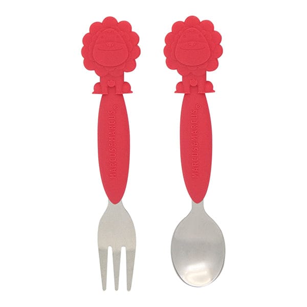 Marcus & Marcus Kids Easy Grip Stainless Steel Spoon & Fork Set Marcus Red Lion MNMKD03-LN