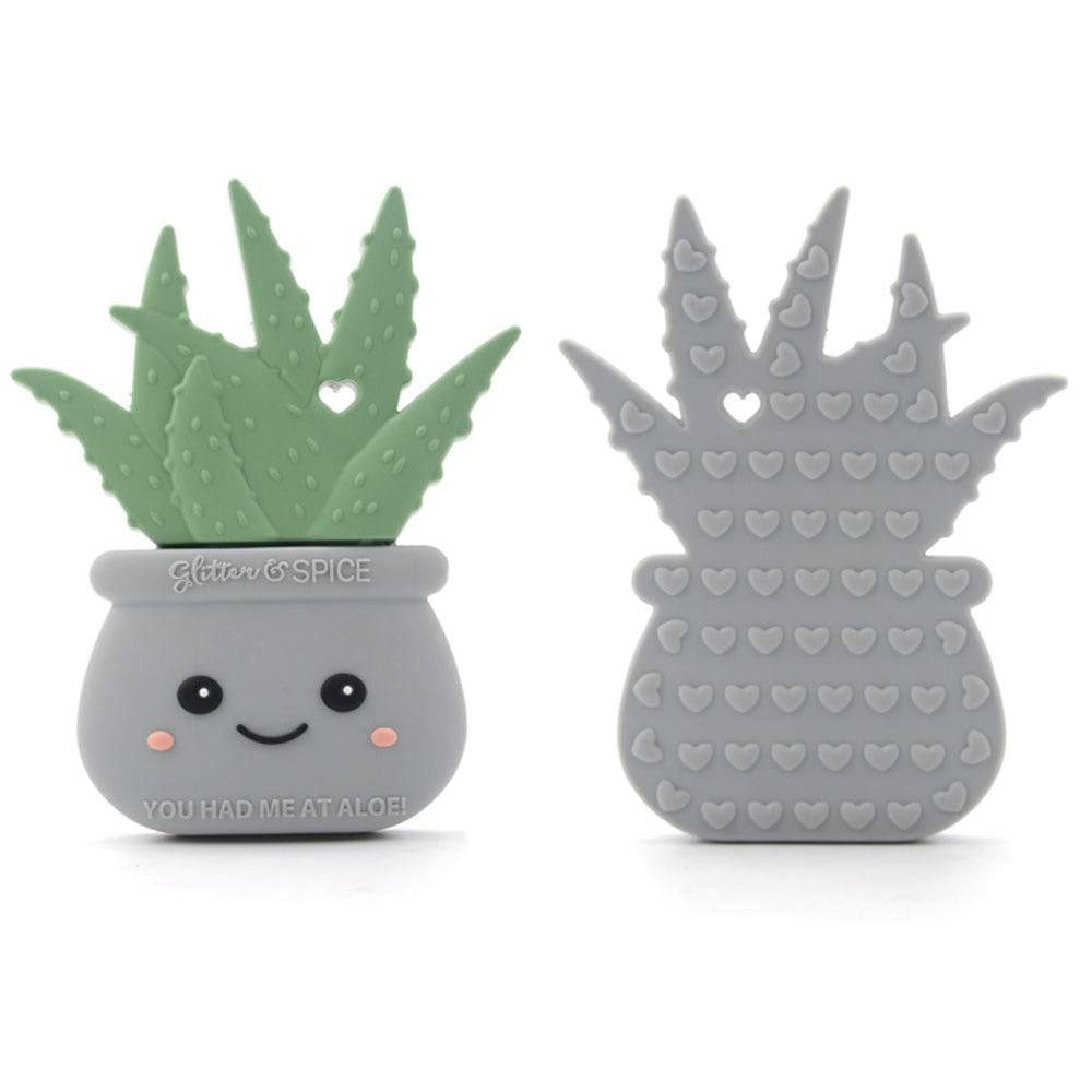 Glitter & Spice Aloe Plant Silicone Teether with Pacifier Clip Glitter & Spice Aloe Plant Silicone Teether with Pacifier Clip 
