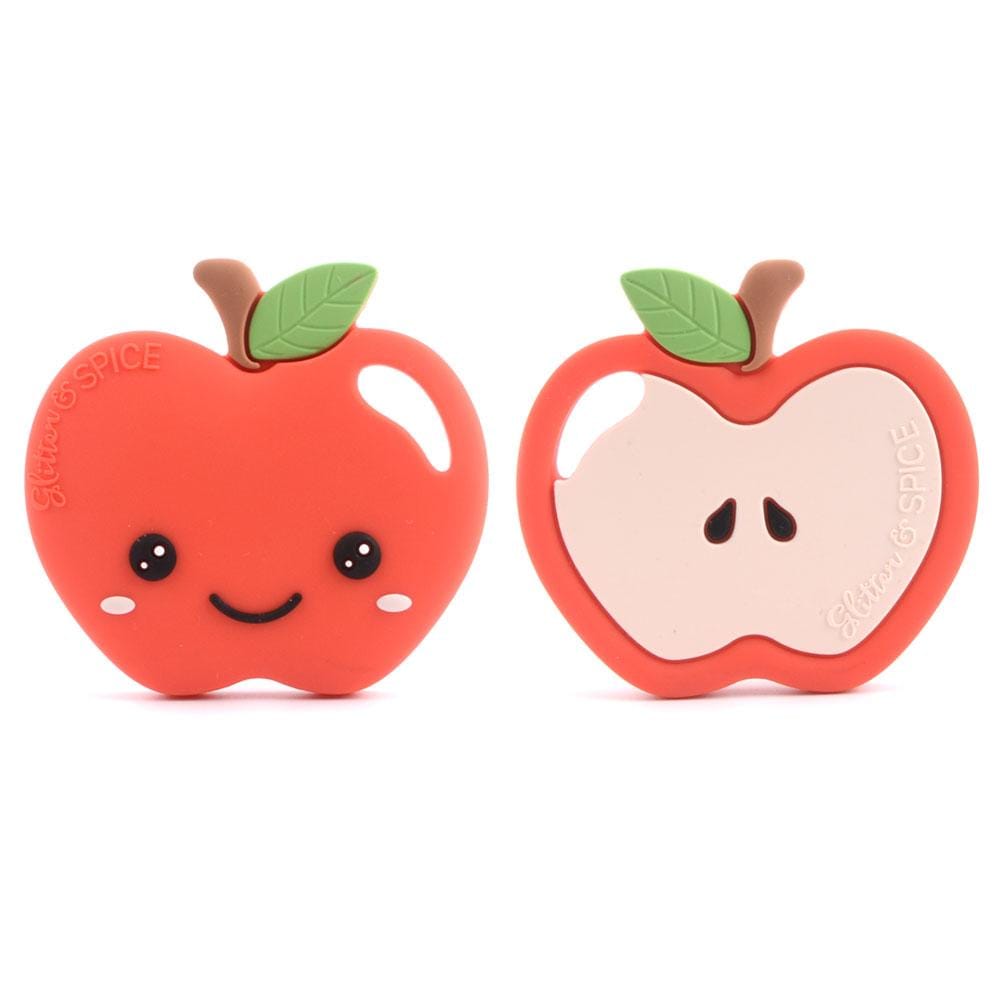 Glitter & Spice Apple Silicone Teether with Pacifier Clip Glitter & Spice Apple Silicone Teether with Pacifier Clip 