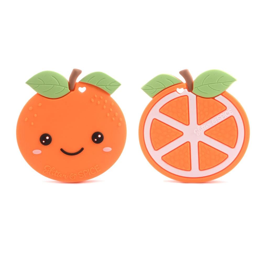 Glitter & Spice Orange Silicone Teether with Pacifier Clip Glitter & Spice Orange Silicone Teether with Pacifier Clip 