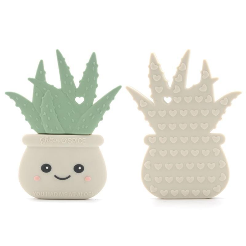 Glitter & Spice Aloe Plant Silicone Teether with Pacifier Clip Glitter & Spice Aloe Plant Silicone Teether with Pacifier Clip 