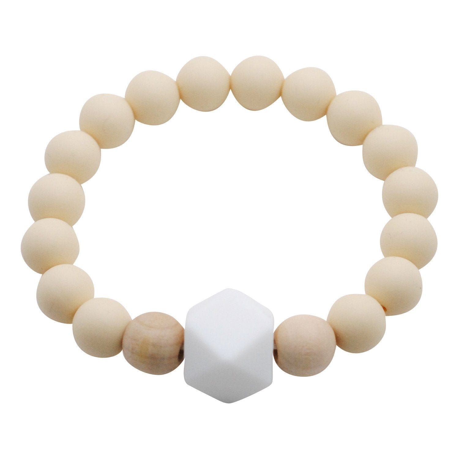 Glitter & Spice Adult Silicone Teething Gemstone Bracelet Barely Beige 