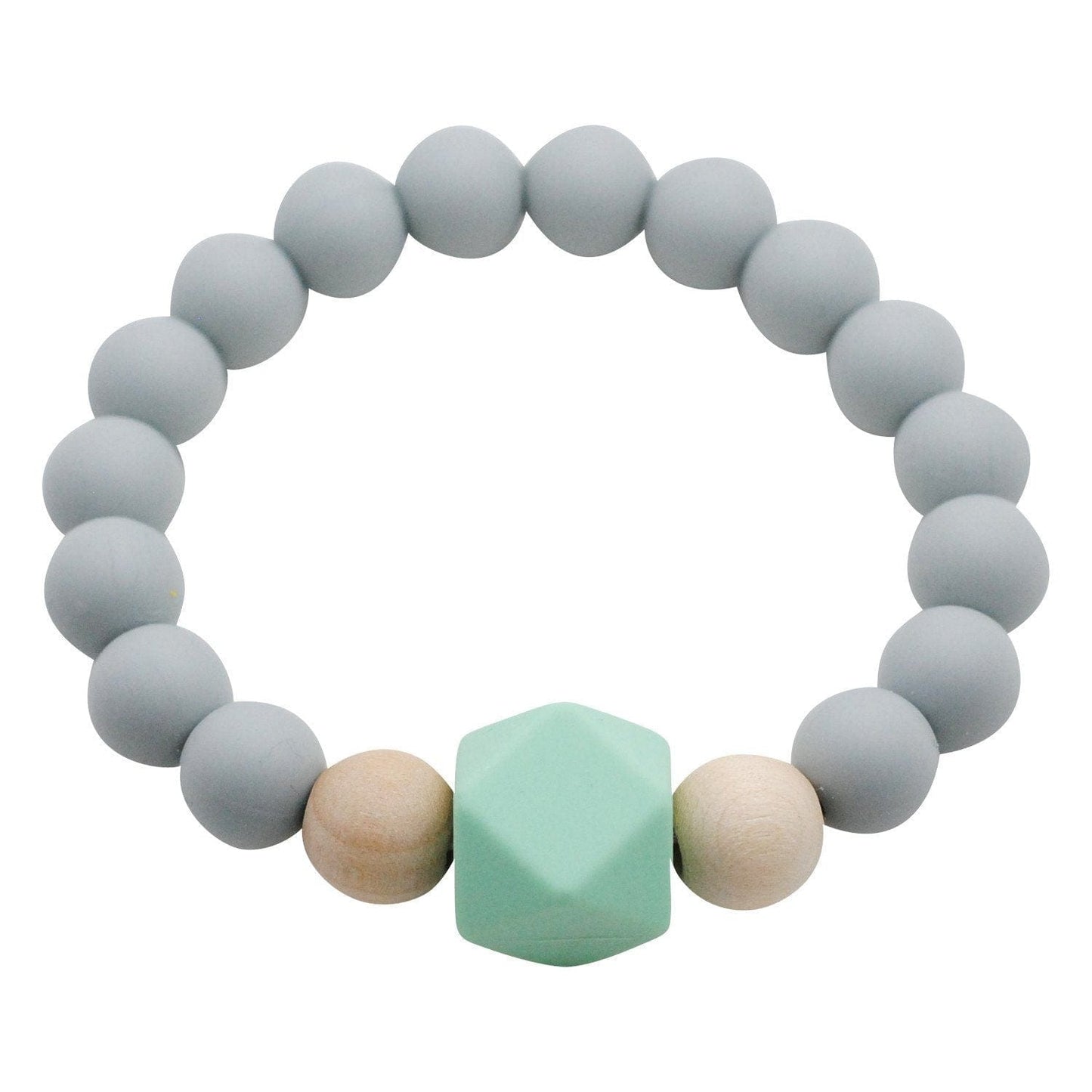 Glitter & Spice Adult Silicone Teething Gemstone Bracelet Feather Gray 