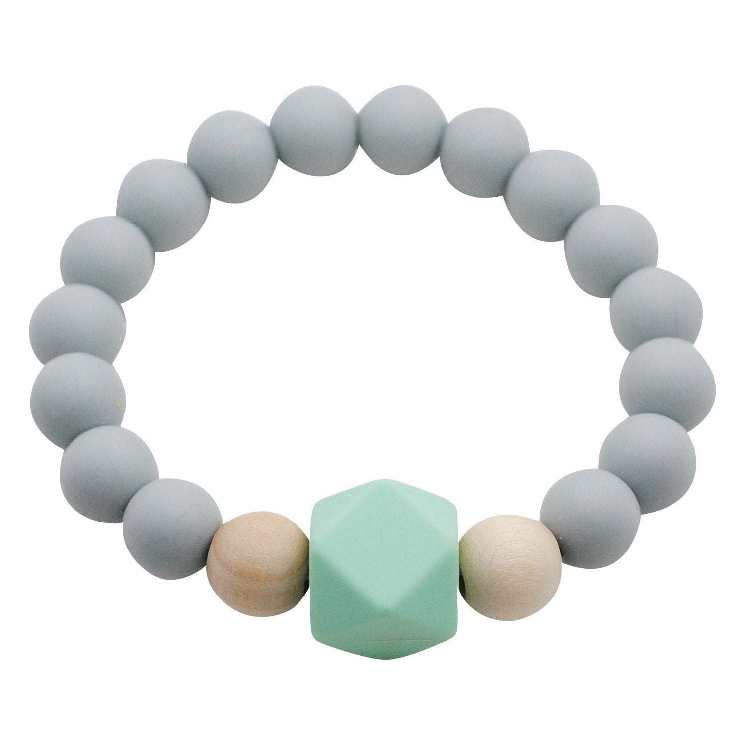 Glitter & Spice Adult Silicone Teething Gemstone Bracelet Feather Gray 